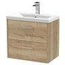 [BFPF1824A] Winshill Contemporary 2 Drawer Wall Hung Vanity Unit with Mid-Edge Basin - Choice of Size and Colour - Cutout