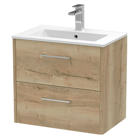 [BFPF1824B] Winshill Contemporary 2 Drawer Wall Hung Vanity Unit with Minimalist Basin, Choice of Size and Colour - Cutout