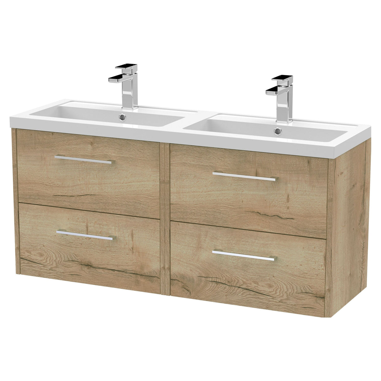 [BFPF1824C] Winshill Contemporary 4 Drawer 1200mm Wall Hung Vanity Unit with Double Basin - Choice of Colour - Cutout