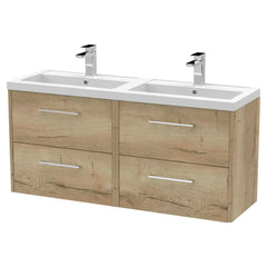 [BFPF1824C] Winshill Contemporary 4 Drawer 1200mm Wall Hung Vanity Unit with Double Basin - Choice of Colour - Cutout