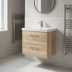 [BFPF1824D] Winshill Contemporary 2 Drawer Wall Hung Vanity Unit with Thin Edge Basin - Choice of Size and Colour