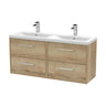 [BFPF1824F] Winshill Contemporary 4 Drawer Wall Hung Vanity Unit with Double Basin, 1200mm, Choice of Colour - Cutout