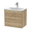 [BFPF1824G] Winshill Contemporary 2 Drawer Wall Hung Vanity Unit with Curved Basin, Light Oak, 600mm - Cutout