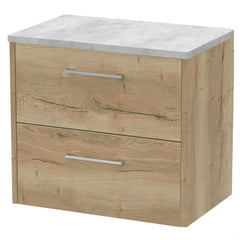 [BFPF1824LBG] Winshill Contemporary 2 Drawer Wall Hung Vanity Unit with Laminate Worktop - Choice of Size and Colour - Cutout