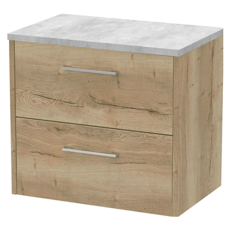 [BFPF1824LBG] Winshill Contemporary 2 Drawer Wall Hung Vanity Unit with Laminate Worktop - Choice of Size and Colour - Cutout