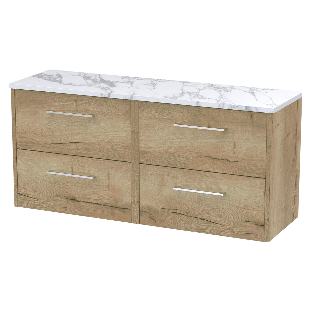 [BFPF1824LCM2] Winshill Contemporary 4 Drawer Wall Hung Vanity Unit with Carrera Marble Laminate Worktop - Choice of Colour - Cutout