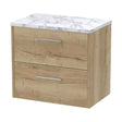 [BFPF1824LCM] Winshill Contemporary 2 Drawer Wall Hung Vanity Unit with Laminate Worktop, Light Oak, 600mm - Cutout