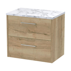 [BFPF1824LCM] Winshill Contemporary 2 Drawer Wall Hung Vanity Unit with Laminate Worktop, Light Oak, 600mm - Cutout