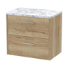 [BFPF1824LCM] Winshill Contemporary 2 Drawer Wall Hung Vanity Unit with Carrera Marble Laminate Worktop - Choice of Colour - Cutout