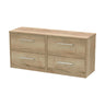 [BFPF1824W2] Winshill Contemporary 4 Drawer 1200mm Wall Hung Vanity Unit with Worktop - Choice of Colour - Cutout