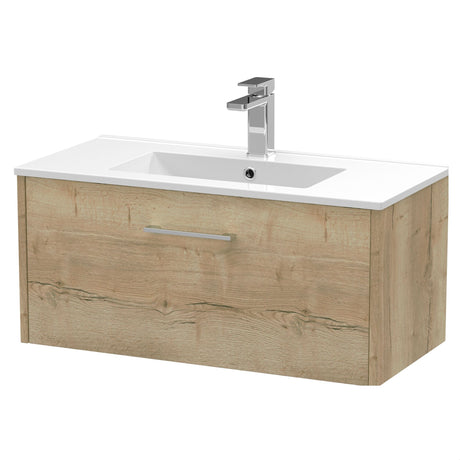 [BFPF1825B] Winshill Wall Hung 1 Drawer Vanity Unit with 1 Tap Hole Minimalist Basin, Choice of Size and Colour - Cutout