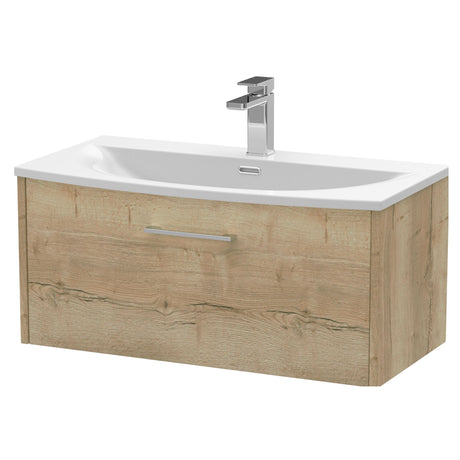 [BFPF1825G] Winshill Contemporary 1 Drawer Wall Hung Vanity Unit with Curved Basin, Choice of Size and Colour - Cutout