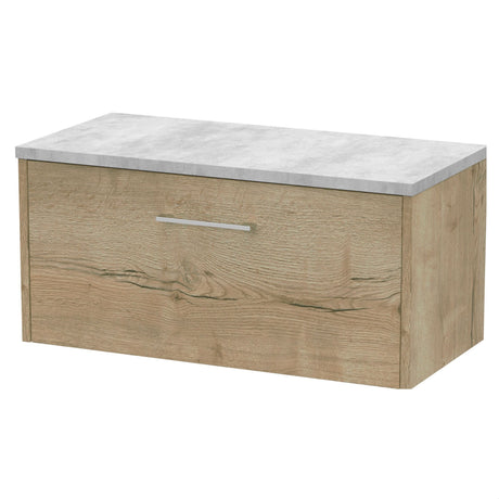 [BFPF1825LBG] Winshill Contemporary 1 Drawer Wall Hung Vanity Unit with Bellato Grey Laminate Worktop - Choice of Size and Colour - Cutout