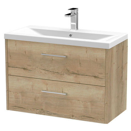 [BFPF1826A] Winshill Contemporary 2 Drawer Wall Hung Vanity Unit with Mid-Edge Basin - Choice of Size and Colour - Cutout