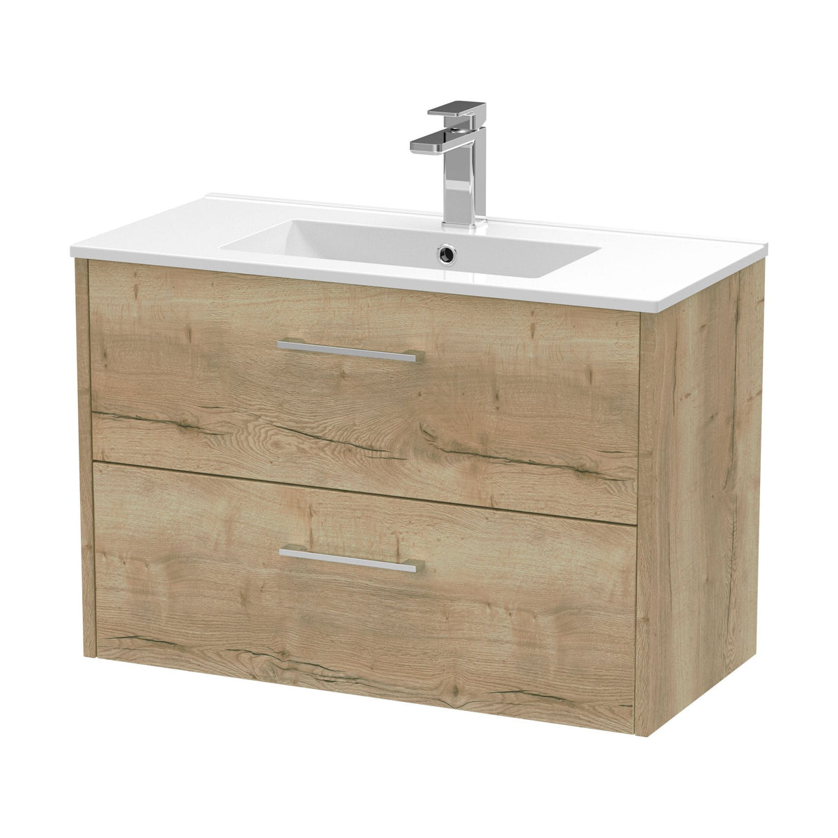 [BFPF1826B] Winshill Contemporary 2 Drawer Wall Hung Vanity Unit with Minimalist Basin, Choice of Size and Colour - Cutout