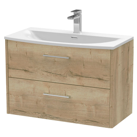 [BFPF1826G] Winshill Contemporary 2 Drawer Wall Hung Vanity Unit with Curved Basin, Choice of Colour - Cutout
