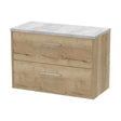 [BFPF1826LBG] Winshill Contemporary 2 Drawer Wall Hung Vanity Unit with Laminate Worktop, Light Oak, 800mm - Cutout
