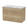 [BFPF1826LBG] Winshill Contemporary 2 Drawer Wall Hung Vanity Unit with Laminate Worktop - Choice of Size and Colour - Cutout