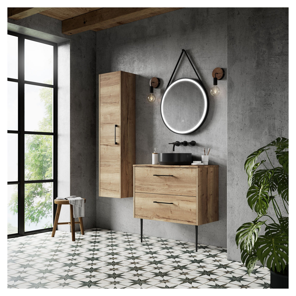 [BFPF1826W] Winshill Contemporary 2 Drawer Wall Hung Vanity Unit with Worktop - Choice of Size and Colour - Cutout