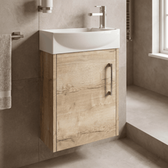 [BFPF1861L] Winshill Contemporary 1 Door Wall Hung Cloakroom Vanity Unit with Basin - Choice of Orientation and Colour