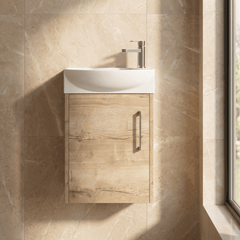 [BFPF1861L] Winshill Contemporary 1 Door Wall Hung Cloakroom Vanity Unit with Basin - Choice of Orientation and Colour - Silo