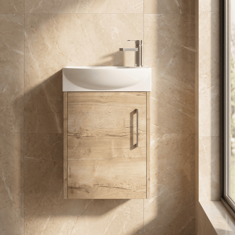 [BFPF1861L] Winshill Contemporary 1 Door Wall Hung Cloakroom Vanity Unit with Basin - Choice of Orientation and Colour - Silo