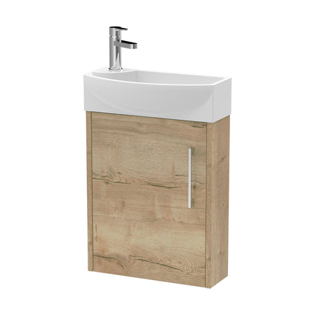 [BFPF1861R] Winshill Contemporary 1 Door Wall Hung Cloakroom Vanity Unit with Basin - Choice of Orientation and Colour - Cutout