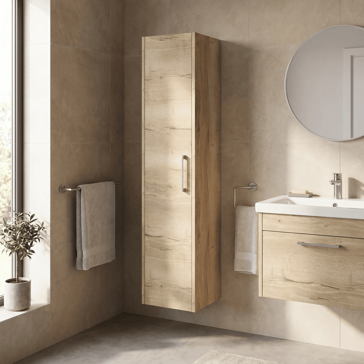 [BFPF1861] Winshill Wall Hung 1 Door Tall Cabinet, 350mm, Choice of Colour
