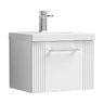 [BFPF191A] Belvide Partial Fluted 1 Drawer Wall Hung Vanity Unit with Mid-Edge 1 Tap Hole Ceramic Basin - Cutout