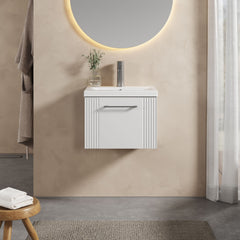 [BFPF191A] Belvide Partial Fluted 1 Drawer Wall Hung Vanity Unit with Mid-Edge 1 Tap Hole Ceramic Basin - Lifestyle 1