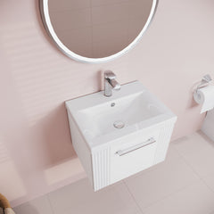 [BFPF191A] Belvide Partial Fluted 1 Drawer Wall Hung Vanity Unit with Mid-Edge 1 Tap Hole Ceramic Basin - Lifestyle 2