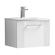 [BFPF191G] Partial Fluted 1 Drawer Wall Hung Vanity Unit with 1 Tap Hole Curved Basin- 500mm - Satin White - Cutout