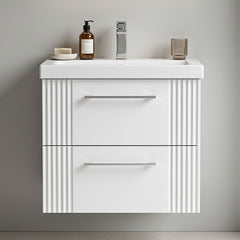 [BFPF192A] Belvide Partial Fluted 2 Drawer Wall Hung Vanity Unit with Mid-Edge 1 Tap Hole Ceramic Basin - Silo