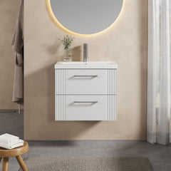 [BFPF193A] Belvide Partial Fluted 2 Drawer Wall Hung Vanity Unit with Mid-Edge 1 Tap Hole Ceramic Basin - Lifestyle 1