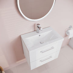 [BFPF193A] Belvide Partial Fluted 2 Drawer Wall Hung Vanity Unit with Mid-Edge 1 Tap Hole Ceramic Basin - Lifestyle 2