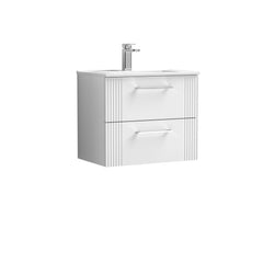 [BFPF193B] Belvide Retro Partial Fluted 2 Drawer Wall Hung Vanity Basin Unit with Minimalist Basin, Choice of Size and Colour - Cutout