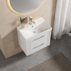 [BFPF193D] Belvide Retro Partial Fluted 2 Drawer Wall Hung Vanity Basin Unit with Thin-Edge Basin, Choice of Size and Colour - Lifestyle 2