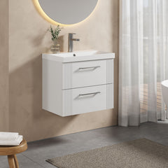 [BFPF193D] Belvide Retro Partial Fluted 2 Drawer Wall Hung Vanity Basin Unit with Thin-Edge Basin, Choice of Size and Colour - Lifestyle 3