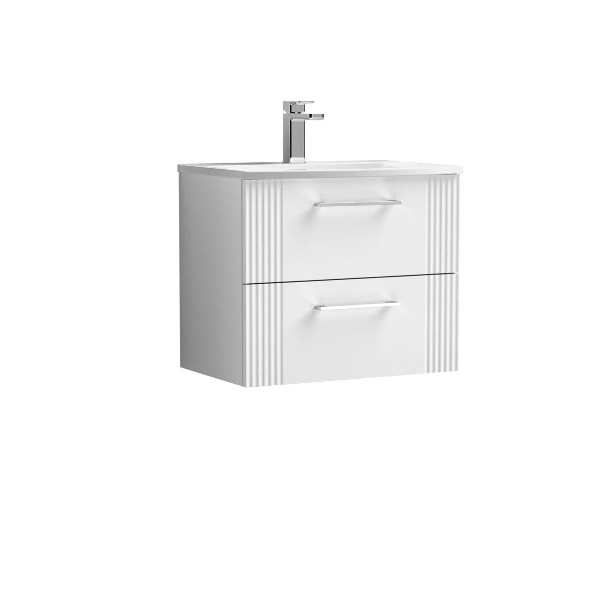 [BFPF193G] Belvide Retro Partial Fluted 2 Drawer Wall Hung Vanity Basin Unit with Curved Basin, Choice of Size and Colour - Cutout