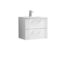[BFPF193G] Belvide Retro Partial Fluted 2 Drawer Wall Hung Vanity Basin Unit with Curved Basin, Choice of Size and Colour - Cutout