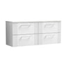 [BFPF193LSW2] Partial Fluted 4 Drawer Wall Hung Vanity Unit with Sparkling White Laminate Worktop - 1200mm - Satin White - Cutout