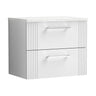 [BFPF193LSW] Belvide Retro Partial Fluted 2 Drawer Wall Hung Vanity Unit with Sparkling White Laminate Worktop, Choice of Size and Colour - Cutout