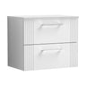 [BFPF193W] Partial Fluted 2 Drawer Wall Hung Vanity Unit with Colour Coordinating Worktop - 600mm - Satin White - Cutout