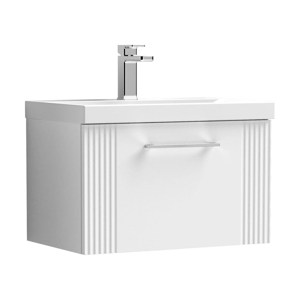 [BFPF194A] Belvide Partial Fluted 1 Drawer Wall Hung Vanity Unit with Mid-Edge 1 Tap Hole Ceramic Basin - Cutout