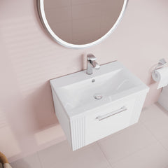 [BFPF194A] Belvide Partial Fluted 1 Drawer Wall Hung Vanity Unit with Mid-Edge 1 Tap Hole Ceramic Basin - Lifestyle 2