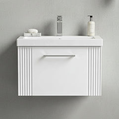 [BFPF194A] Belvide Partial Fluted 1 Drawer Wall Hung Vanity Unit with Mid-Edge 1 Tap Hole Ceramic Basin - Silo