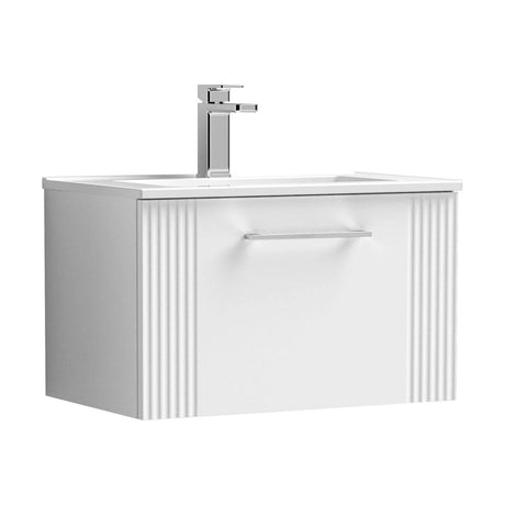 [BFPF194B] Belvide Retro Partial Fluted 1 Drawer Wall Hung Vanity Basin Unit with Minimalist Basin, Choice of Size and Colour - Cutout