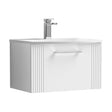 [BFPF194G] Partial Fluted 1 Drawer Wall Hung Vanity Unit with 1 Tap Hole Curved Basin- 600mm - Satin White - Cutout