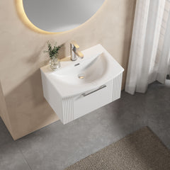 [BFPF194G] Belvide Retro Partial Fluted 1 Drawer Wall Hung Vanity Basin Unit with Curved Basin, Choice of Size and Colour - Lifestyle 2