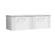 [BFPF194LBG2] Belvide Retro Partial Fluted 1 Drawer Wall Hung Vanity Unit with Bellato Grey Laminate Worktop, Choice of Colour - Cutout